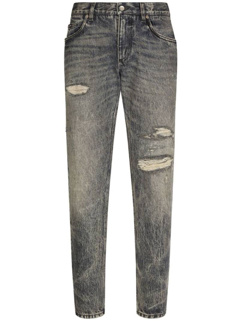 Dolce & Gabbana distressed slim-cut jeans - Black von Dolce & Gabbana