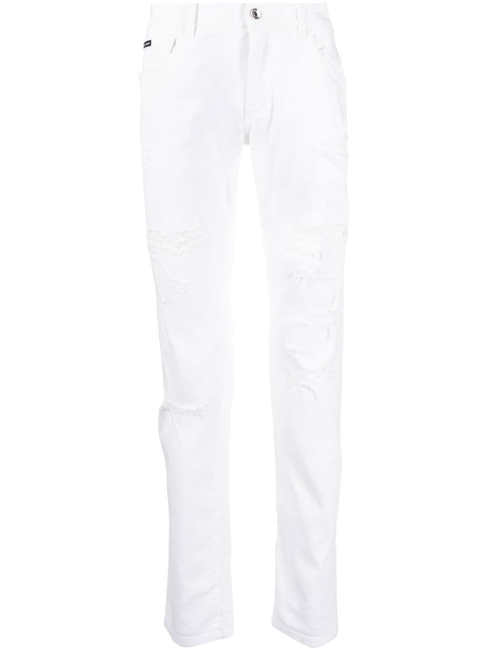 Dolce & Gabbana distressed straight-leg jeans - White von Dolce & Gabbana