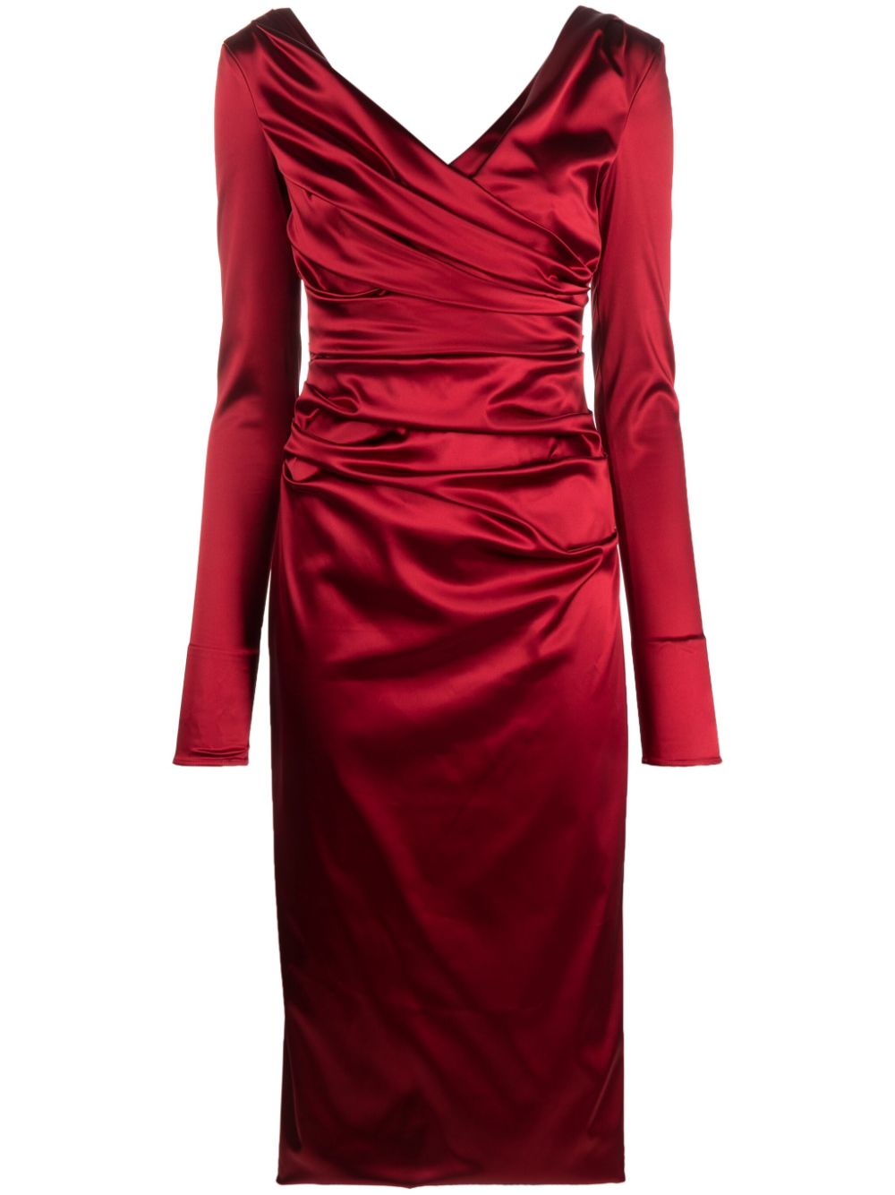 Dolce & Gabbana draped satin midi dress - Red von Dolce & Gabbana