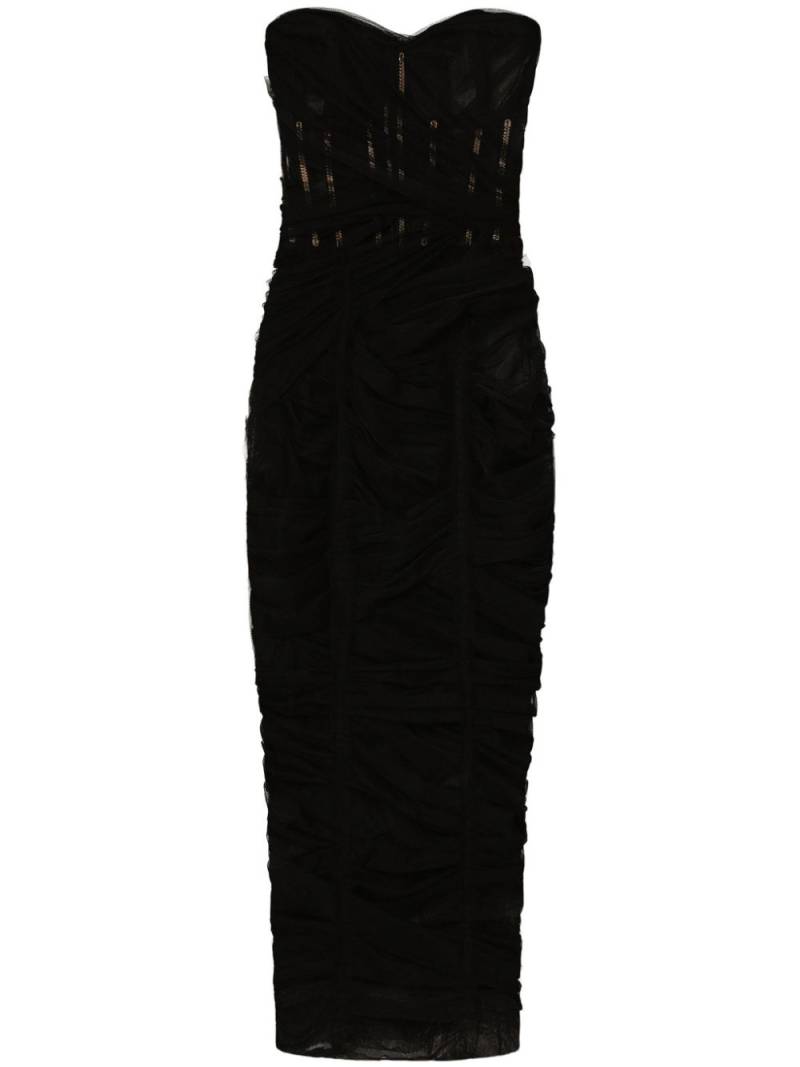 Dolce & Gabbana draped tulle corset dress - Black von Dolce & Gabbana