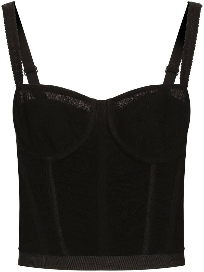 Dolce & Gabbana draped tulle corset top - Black von Dolce & Gabbana