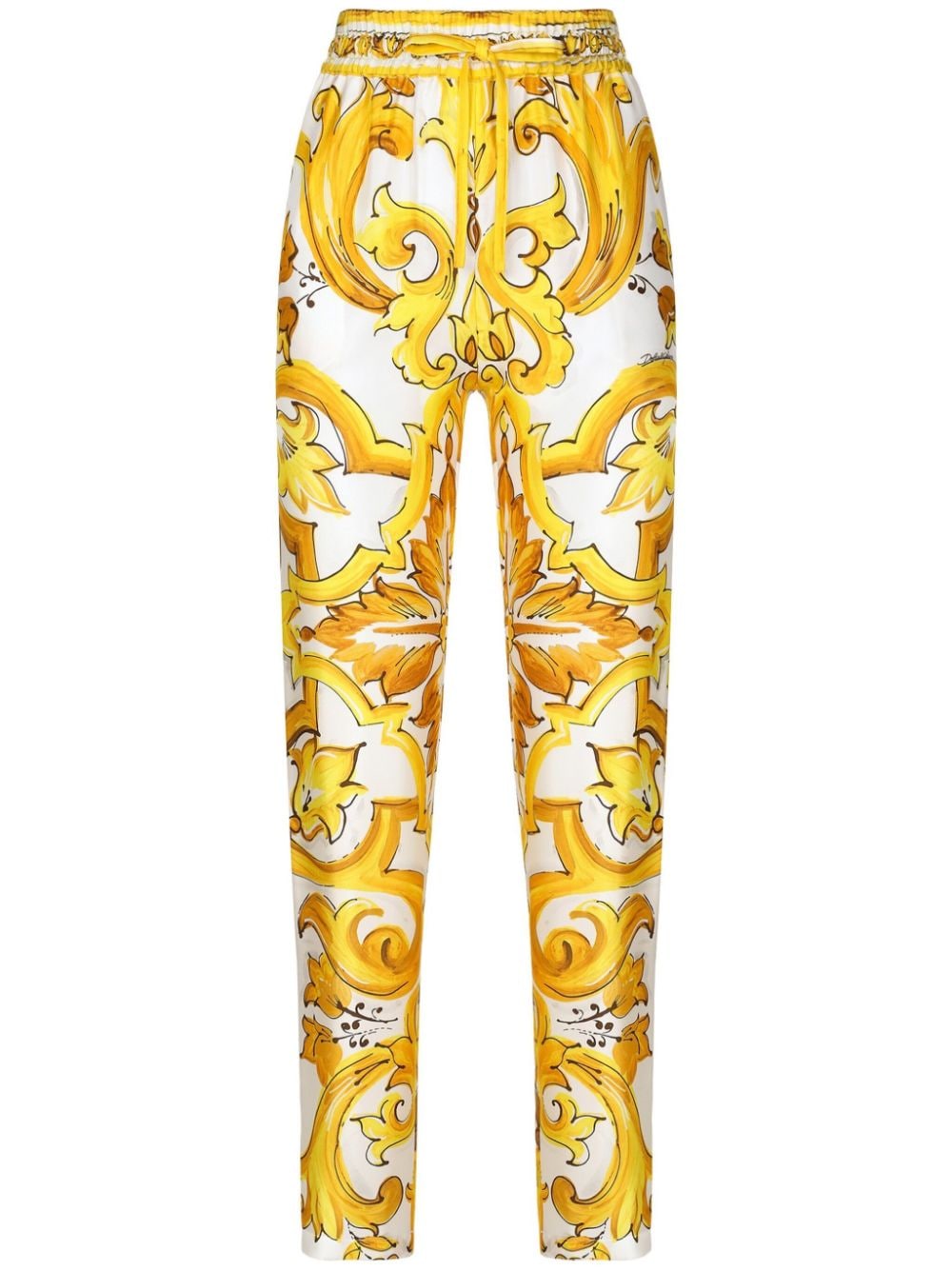 Dolce & Gabbana drawstring-waist silk track pants - Yellow von Dolce & Gabbana