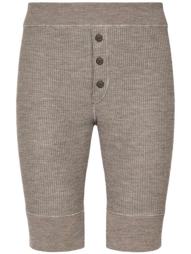 Dolce & Gabbana elasticated-waist ribbed-knit shorts - Grey von Dolce & Gabbana