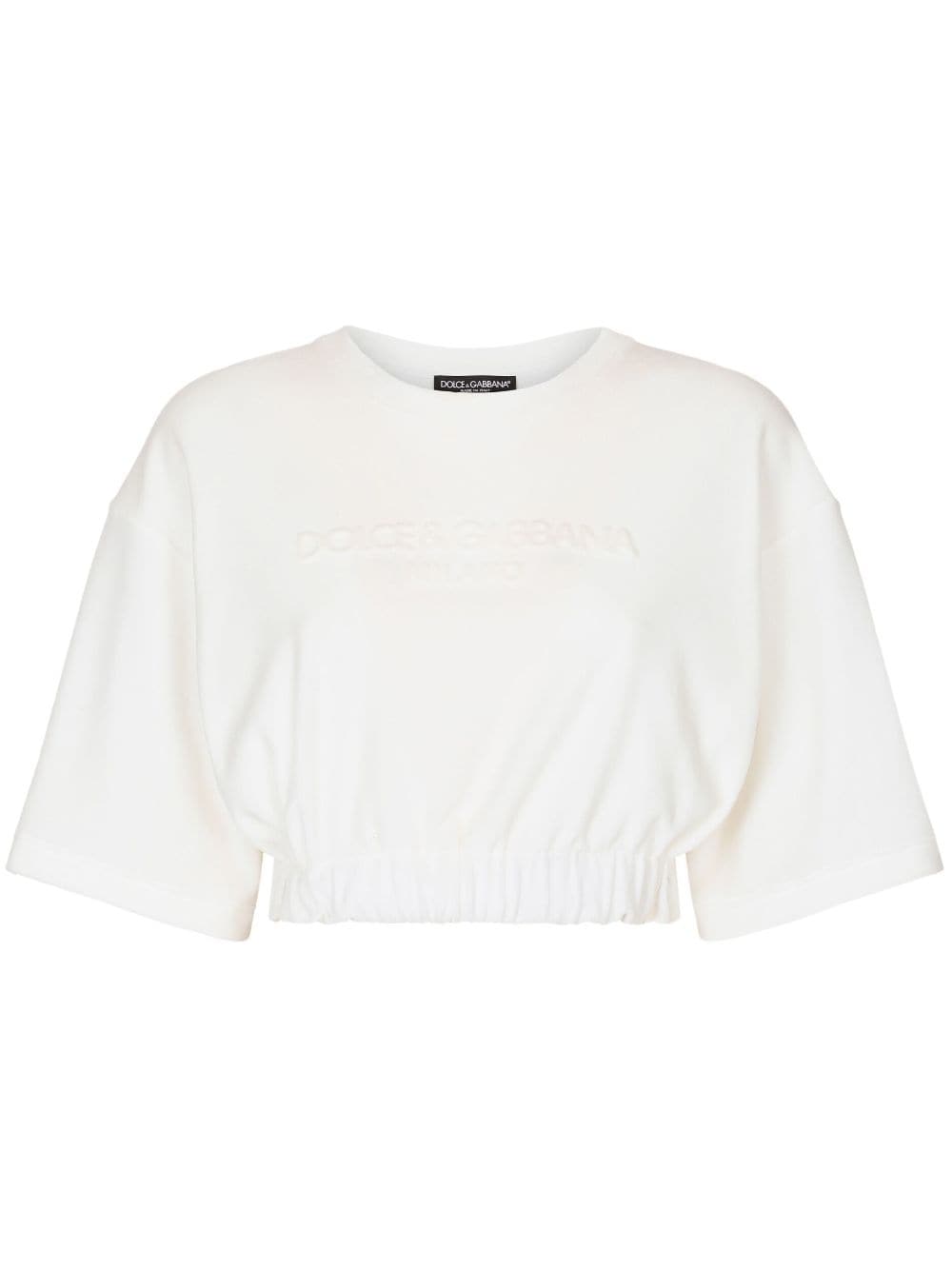 Dolce & Gabbana elasticated-waistband cotton-blend T-shirt - White von Dolce & Gabbana