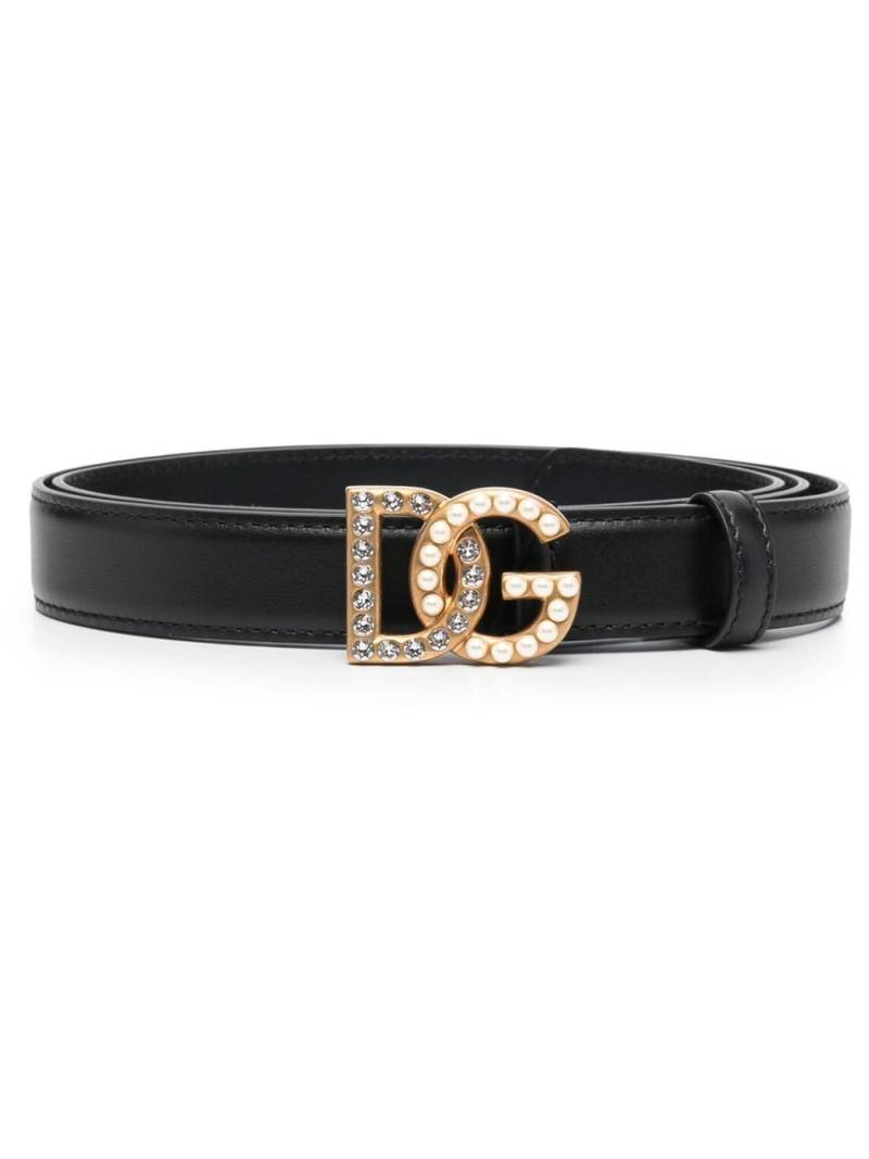 Dolce & Gabbana embellished logo-buckle belt - Black von Dolce & Gabbana