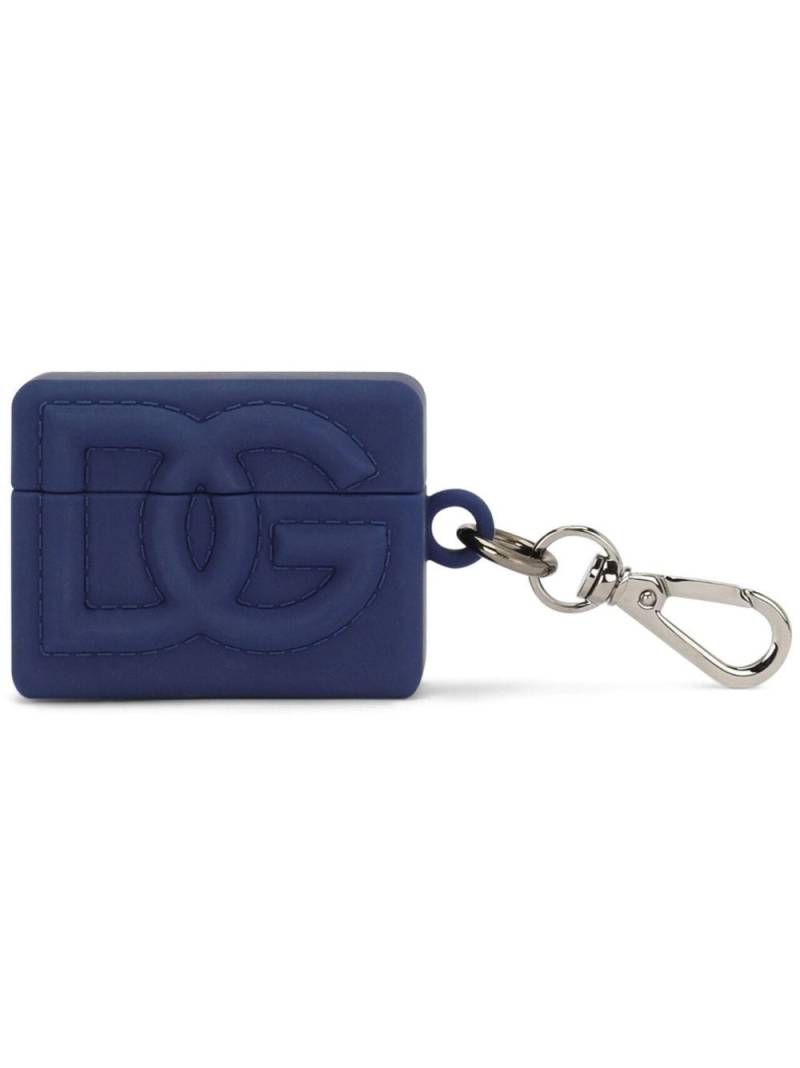 Dolce & Gabbana embossed-logo airpod case - Blue von Dolce & Gabbana