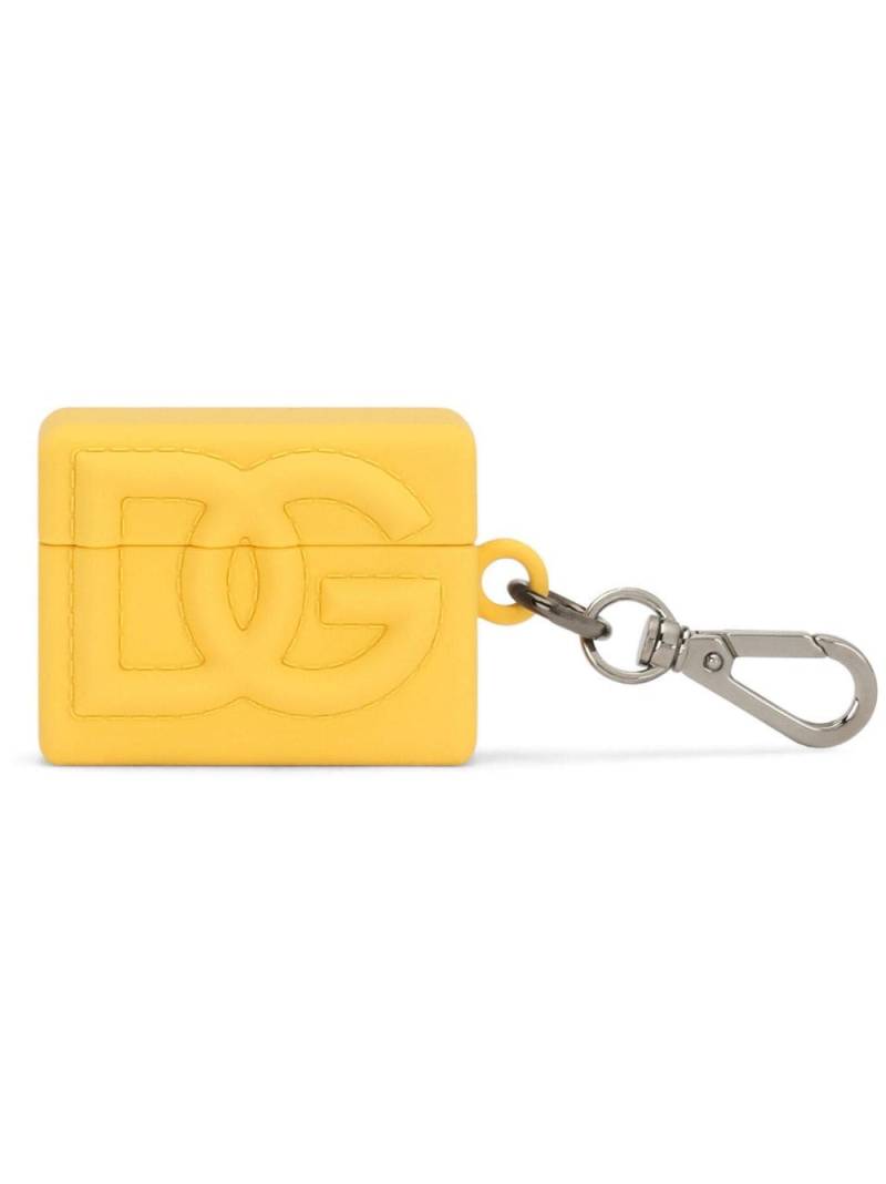 Dolce & Gabbana embossed-logo airpod case - Yellow von Dolce & Gabbana