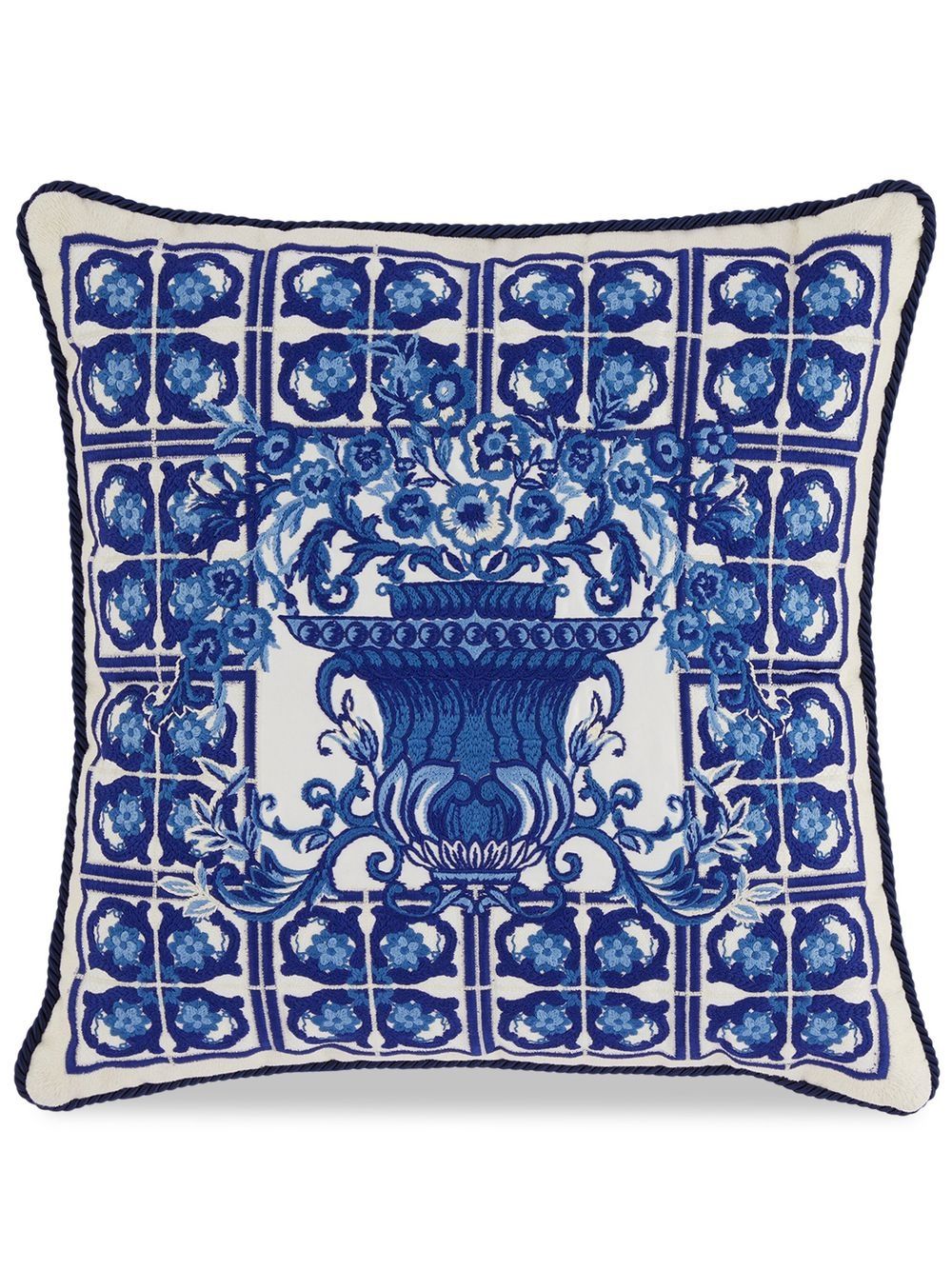 Dolce & Gabbana embroidered Majolica-print cushion - Blue von Dolce & Gabbana