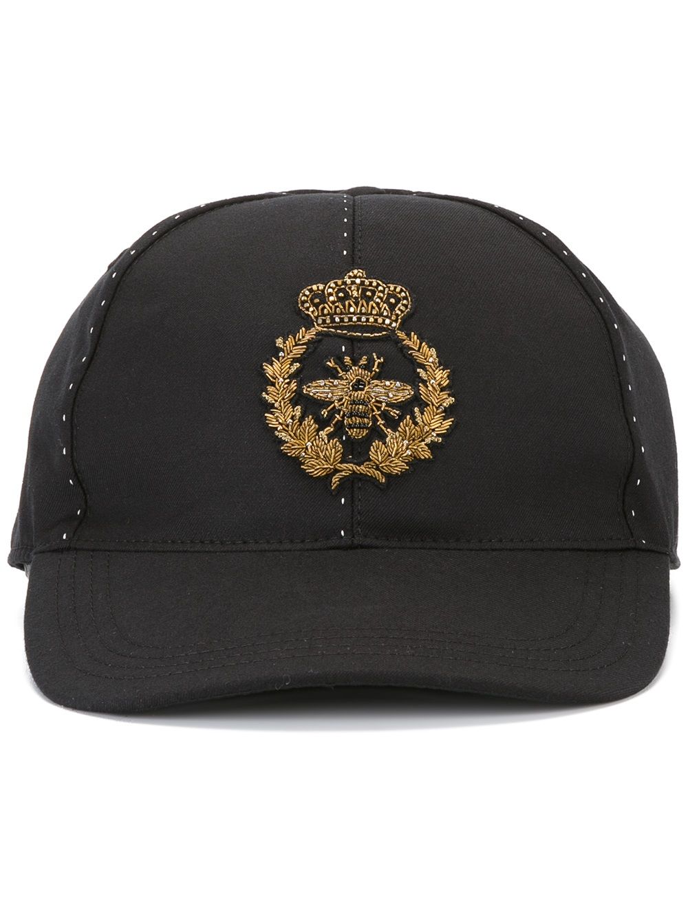 Dolce & Gabbana embroidered crown & bee baseball cap - Black von Dolce & Gabbana