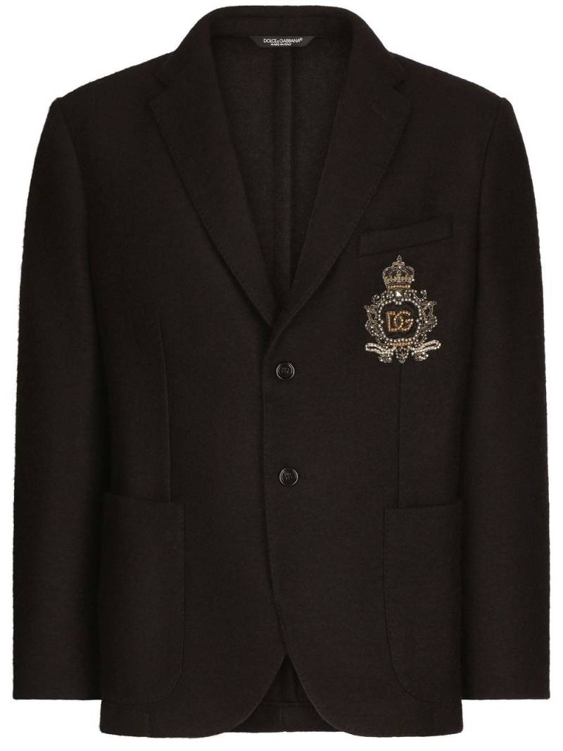 Dolce & Gabbana heraldic-patch single-breasted blazer - Black von Dolce & Gabbana