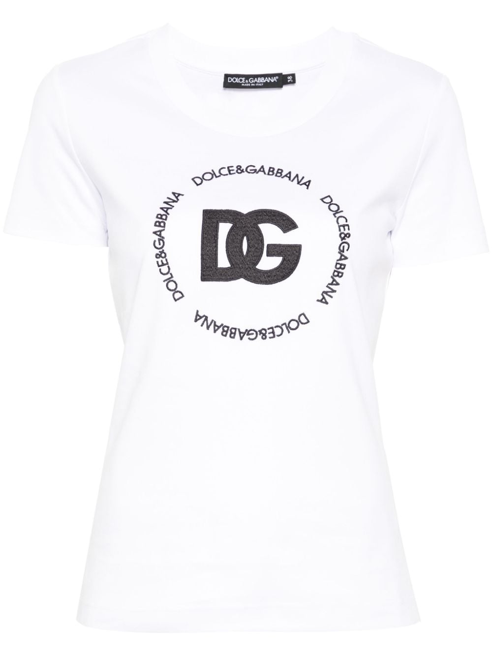 Dolce & Gabbana embroidered-logo interlock T-shirt - White von Dolce & Gabbana