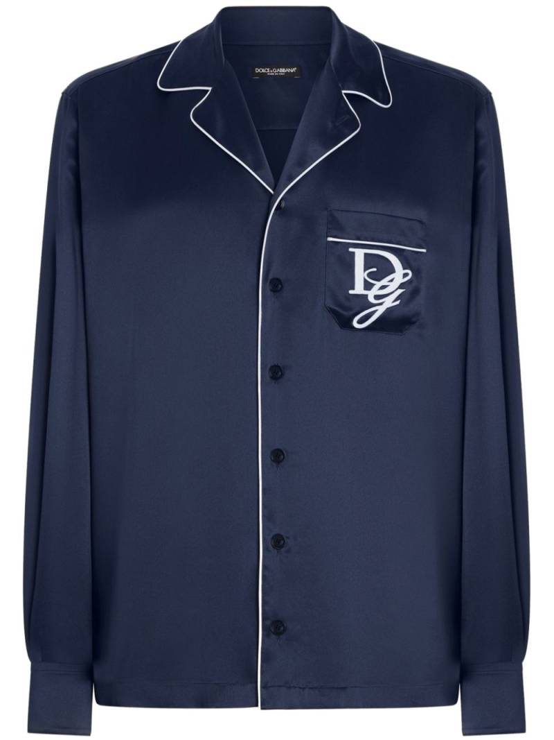 Dolce & Gabbana embroidered-logo shirt - Blue von Dolce & Gabbana