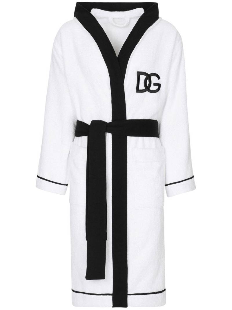 Dolce & Gabbana embroidered-logo tie-waist robe - White von Dolce & Gabbana