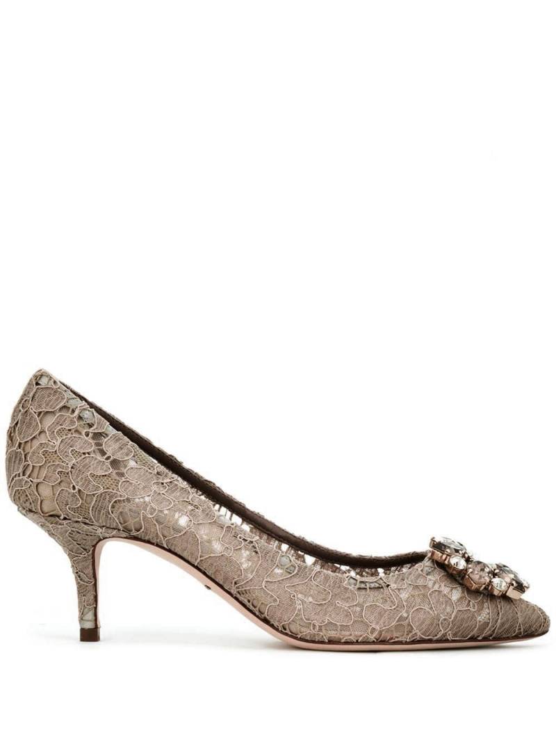 Dolce & Gabbana Rainbow Lace 60mm brooch-detail pumps - Neutrals von Dolce & Gabbana