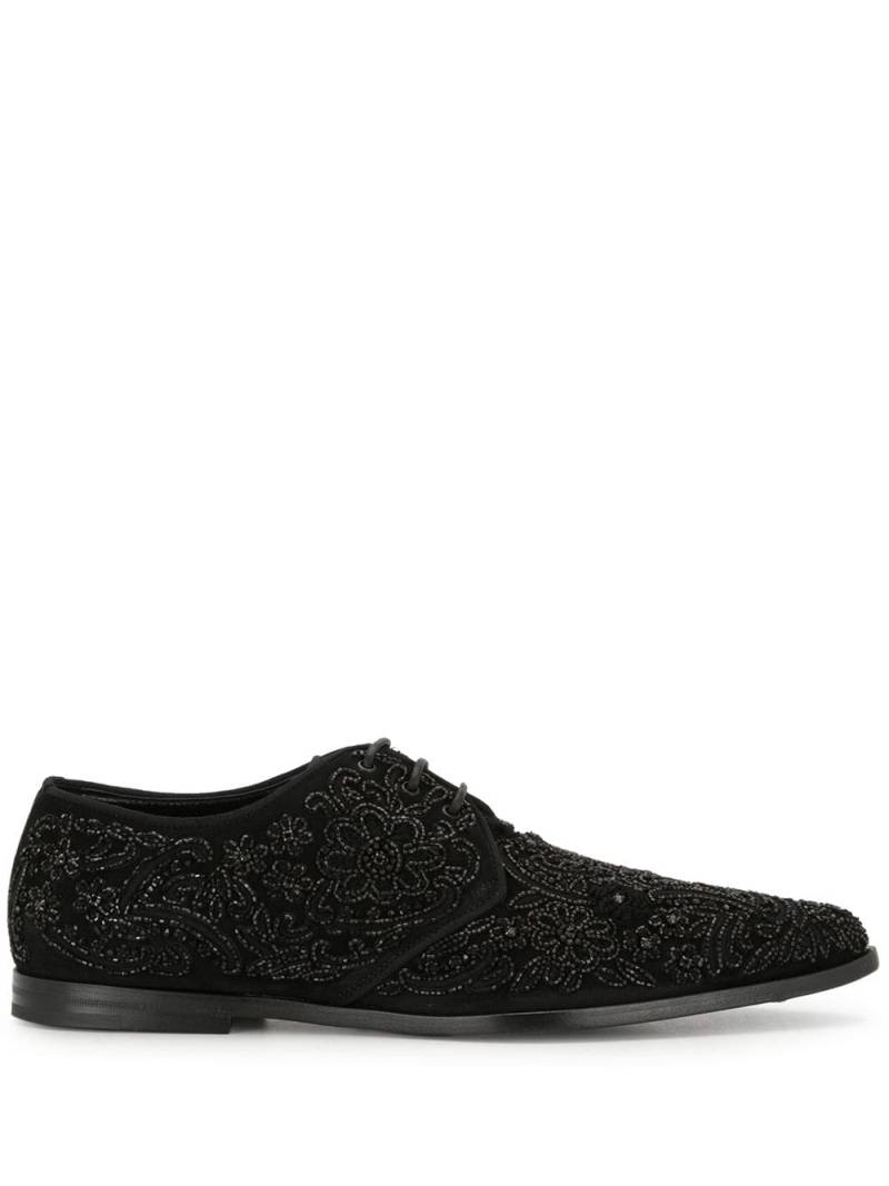 Dolce & Gabbana embroidered suede derby shoes - Metallic von Dolce & Gabbana