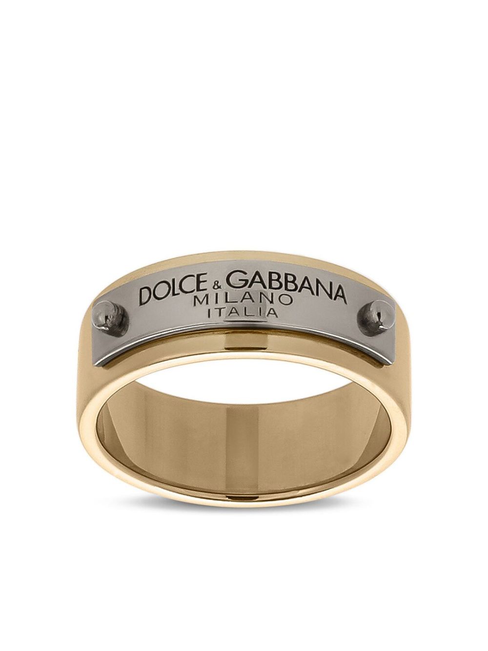 Dolce & Gabbana engraved-logo plaque band ring - Gold von Dolce & Gabbana