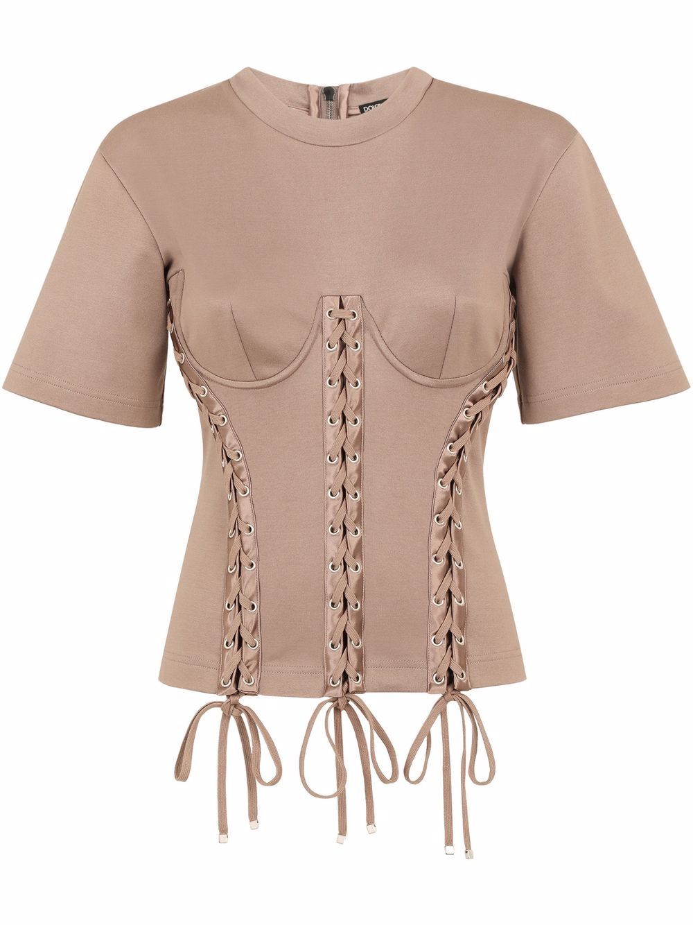 Dolce & Gabbana eyelet-detail corset T-shirt - Neutrals von Dolce & Gabbana