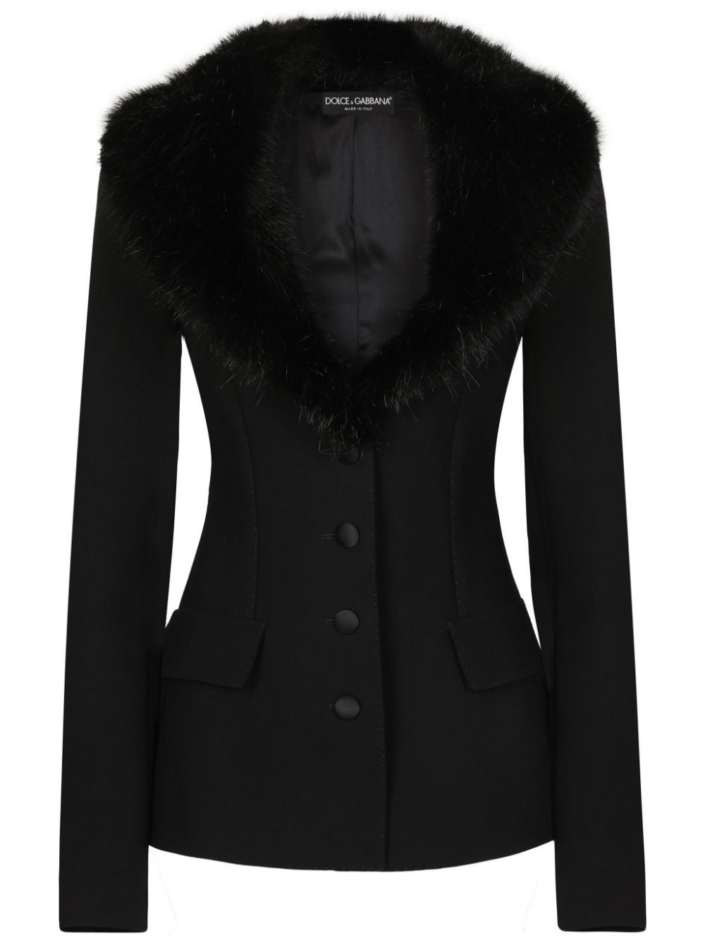 Dolce & Gabbana faux-fur collar jacket - Black von Dolce & Gabbana