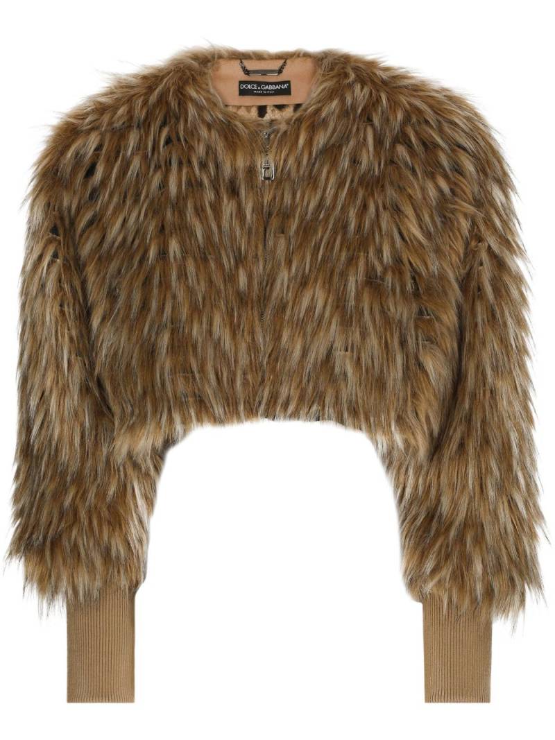 Dolce & Gabbana faux-fur cropped jacket - Brown von Dolce & Gabbana