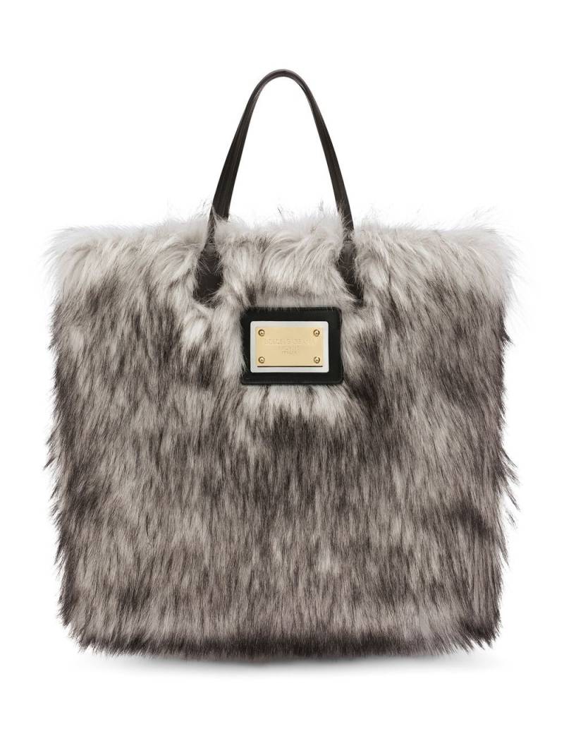 Dolce & Gabbana faux-fur shopper bag - Neutrals von Dolce & Gabbana