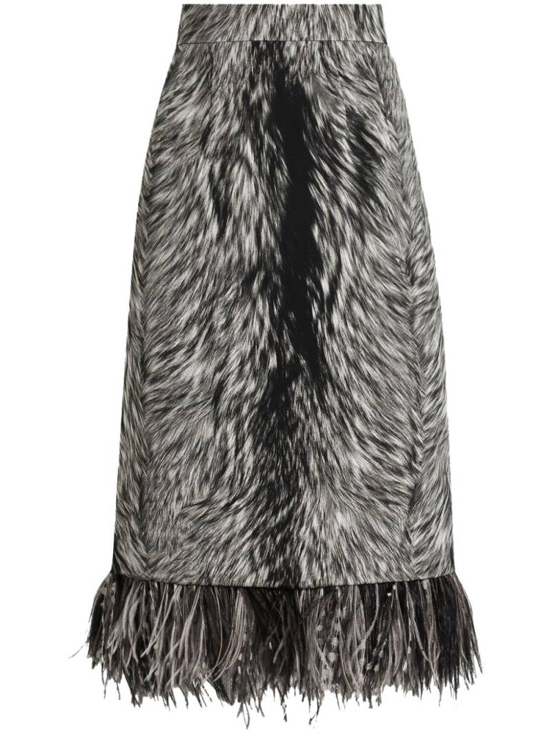 Dolce & Gabbana feather-trim faux-fur skirt - Grey von Dolce & Gabbana