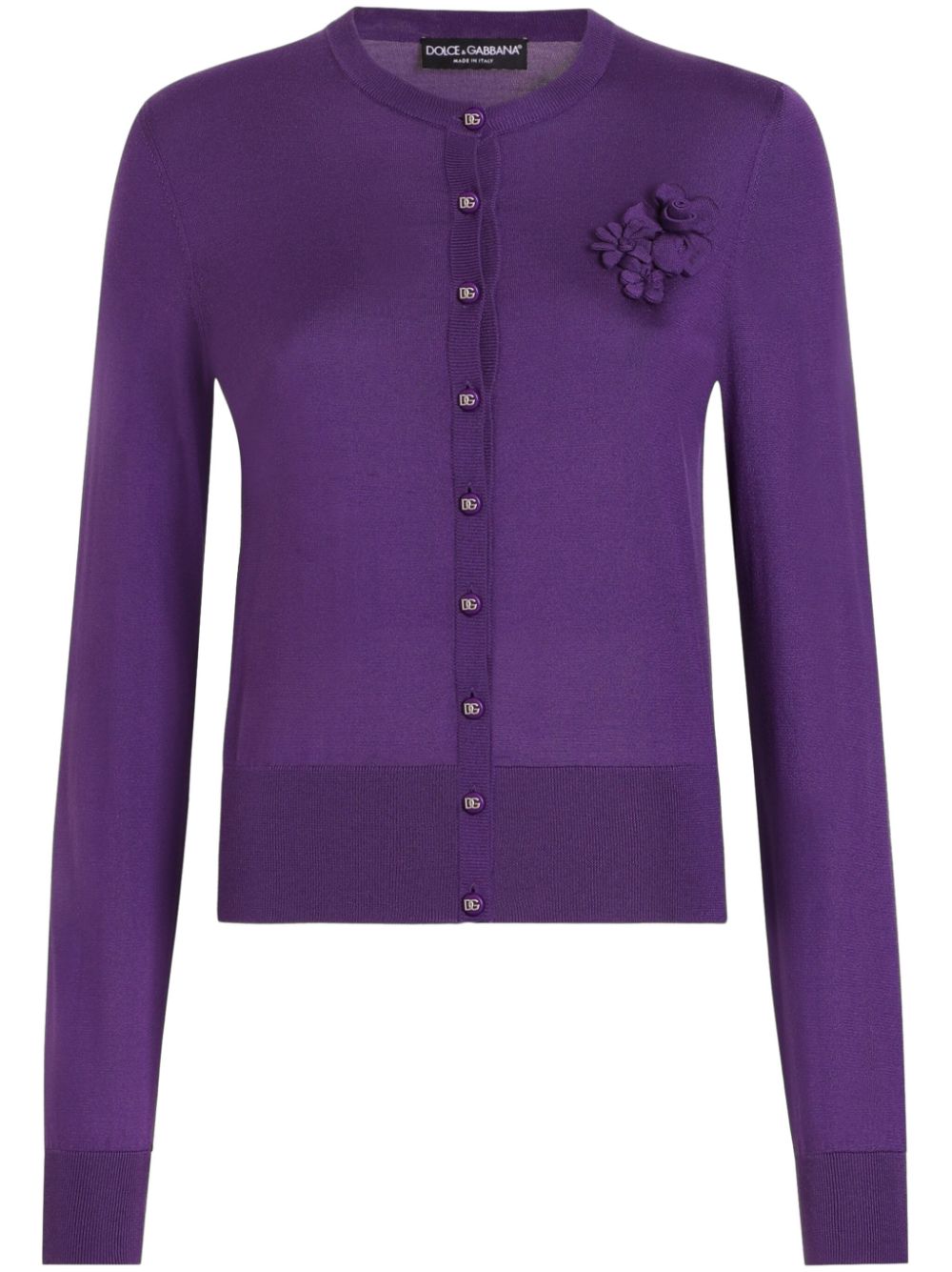 Dolce & Gabbana floral appliqué cardigan - Purple von Dolce & Gabbana