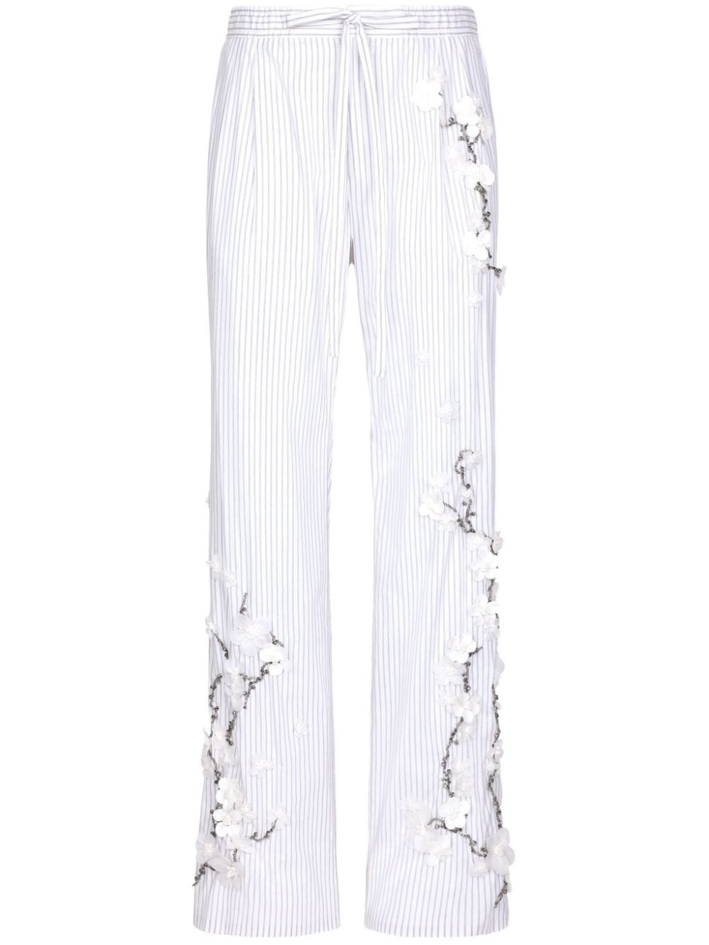 Dolce & Gabbana floral-appliqué cotton trousers - White von Dolce & Gabbana