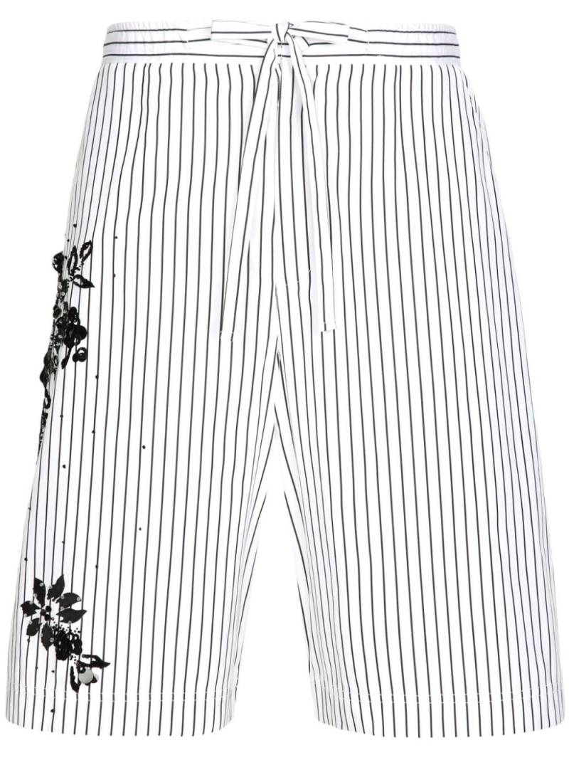 Dolce & Gabbana floral-detail striped bermuda shorts - White von Dolce & Gabbana