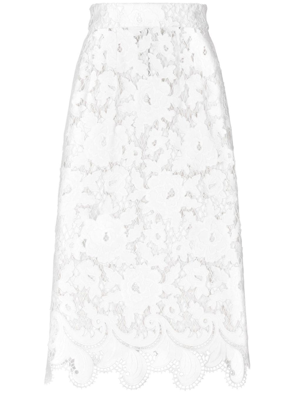 Dolce & Gabbana floral-embroidery open-work skirt - White von Dolce & Gabbana