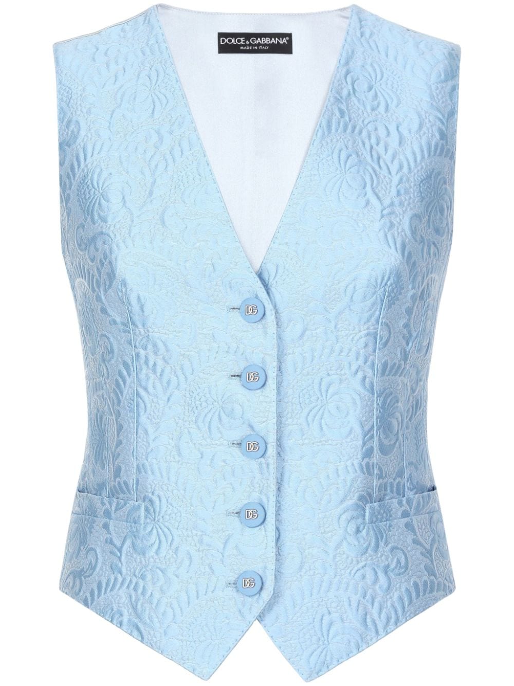 Dolce & Gabbana floral-jacquard waistcoat - Blue von Dolce & Gabbana