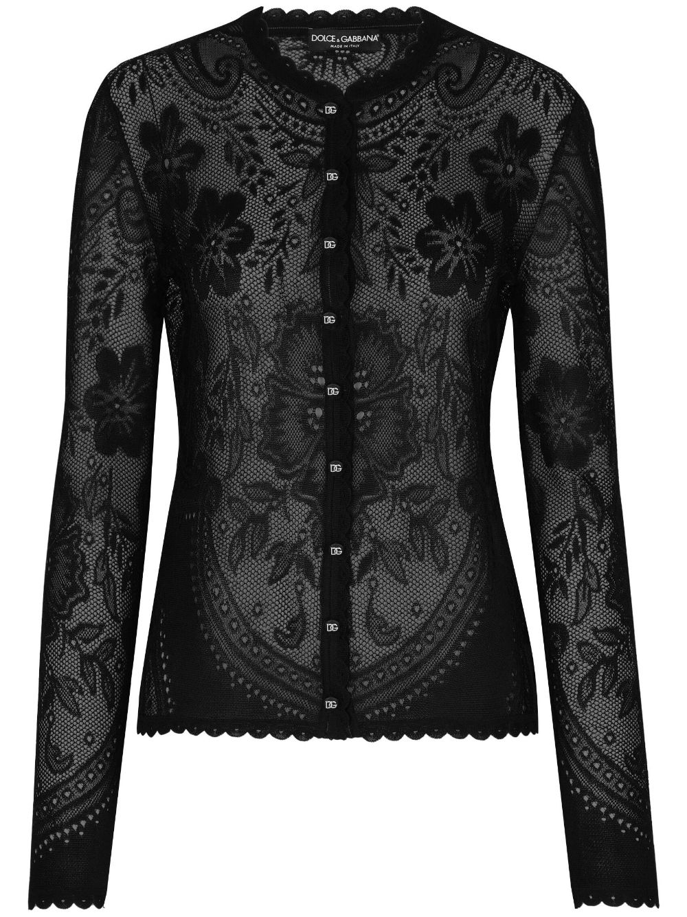 Dolce & Gabbana floral-lace button-up cardigan - Black von Dolce & Gabbana