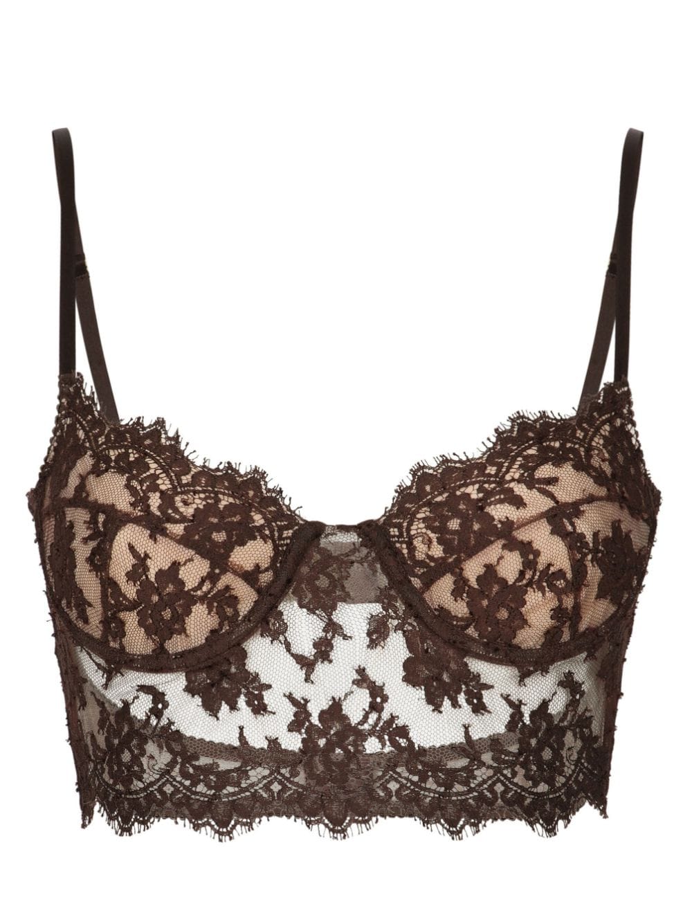 Dolce & Gabbana floral-lace corset-style bra - Black von Dolce & Gabbana