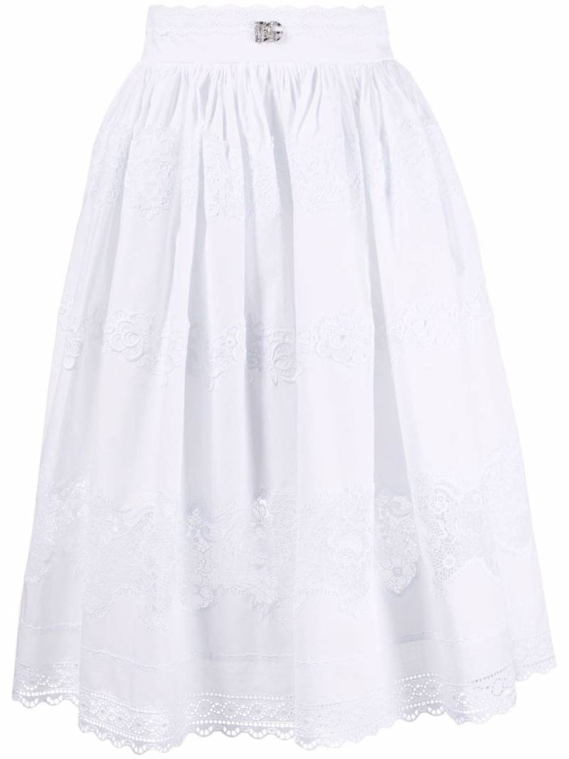 Dolce & Gabbana floral lace flared midi skirt - White von Dolce & Gabbana