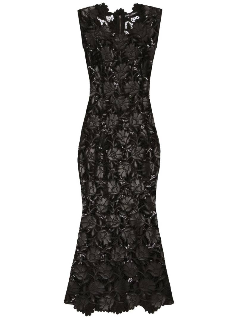 Dolce & Gabbana floral-lace midi dress - Black von Dolce & Gabbana