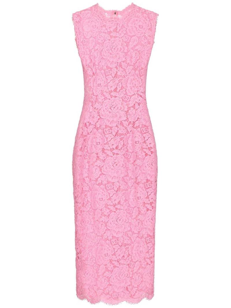 Dolce & Gabbana floral-lace midi dress - Pink von Dolce & Gabbana