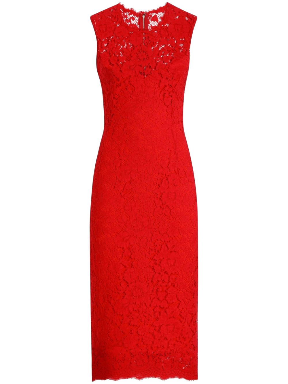 Dolce & Gabbana floral-lace midi dress - Red von Dolce & Gabbana