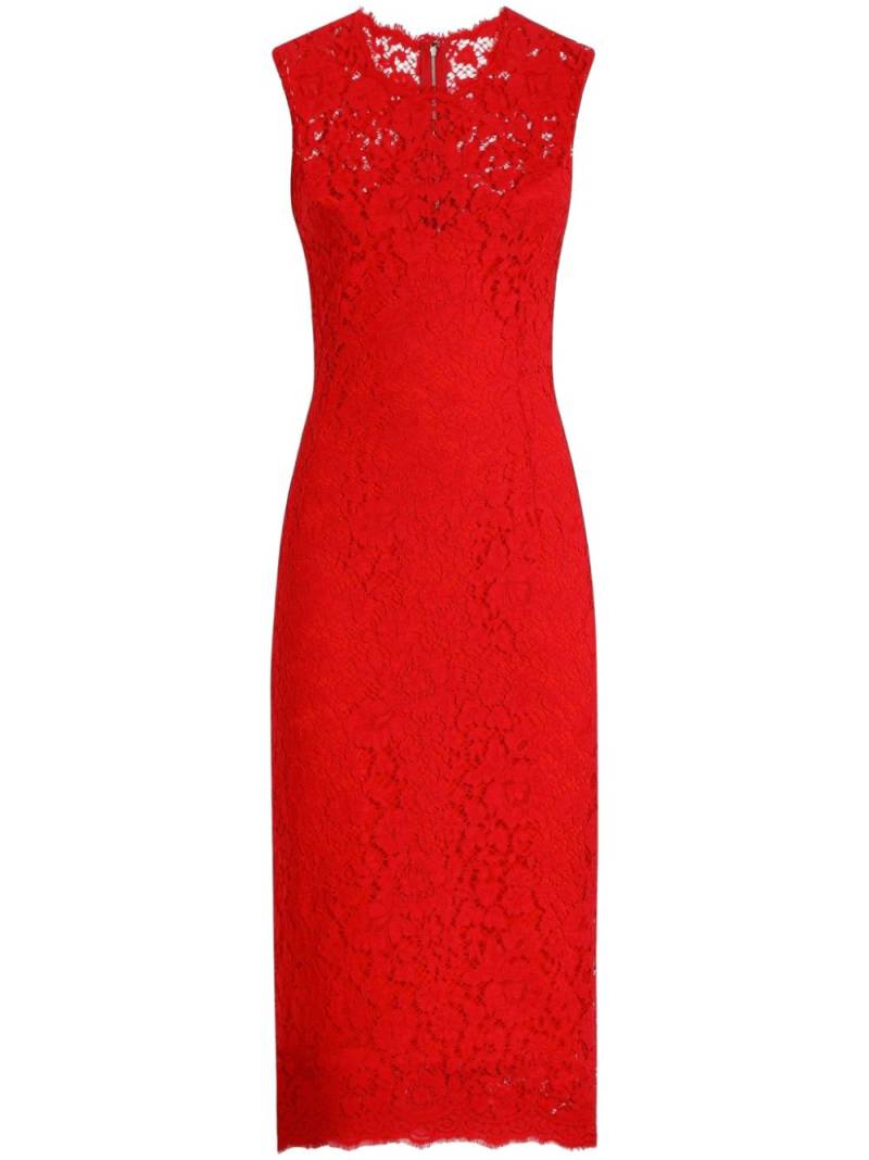 Dolce & Gabbana floral-lace midi dress - Red von Dolce & Gabbana