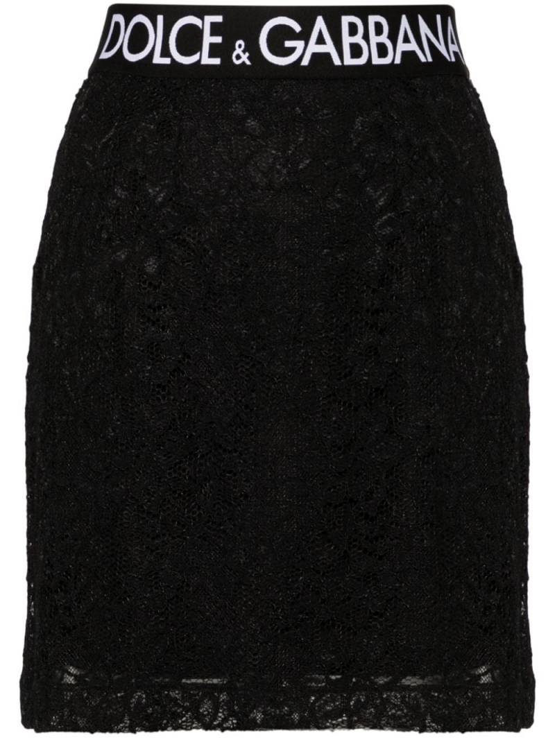 Dolce & Gabbana floral-lace mini skirt - Black von Dolce & Gabbana