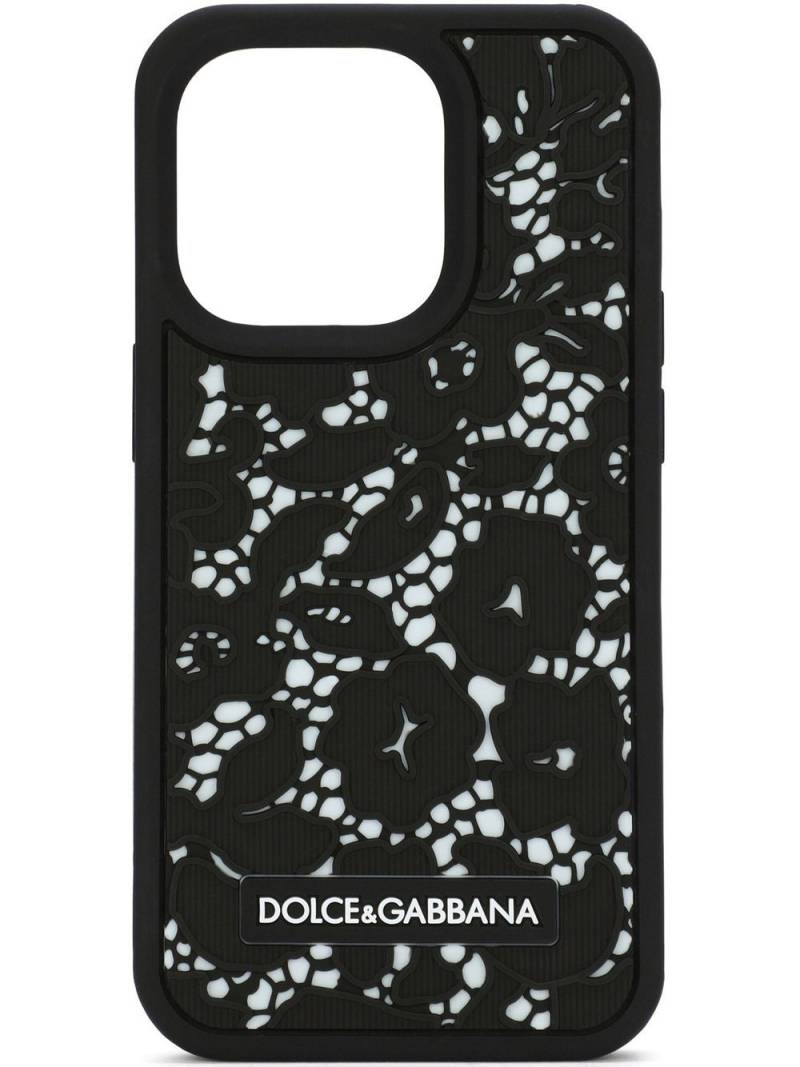 Dolce & Gabbana floral-lace iPhone 14 Pro case - Black von Dolce & Gabbana