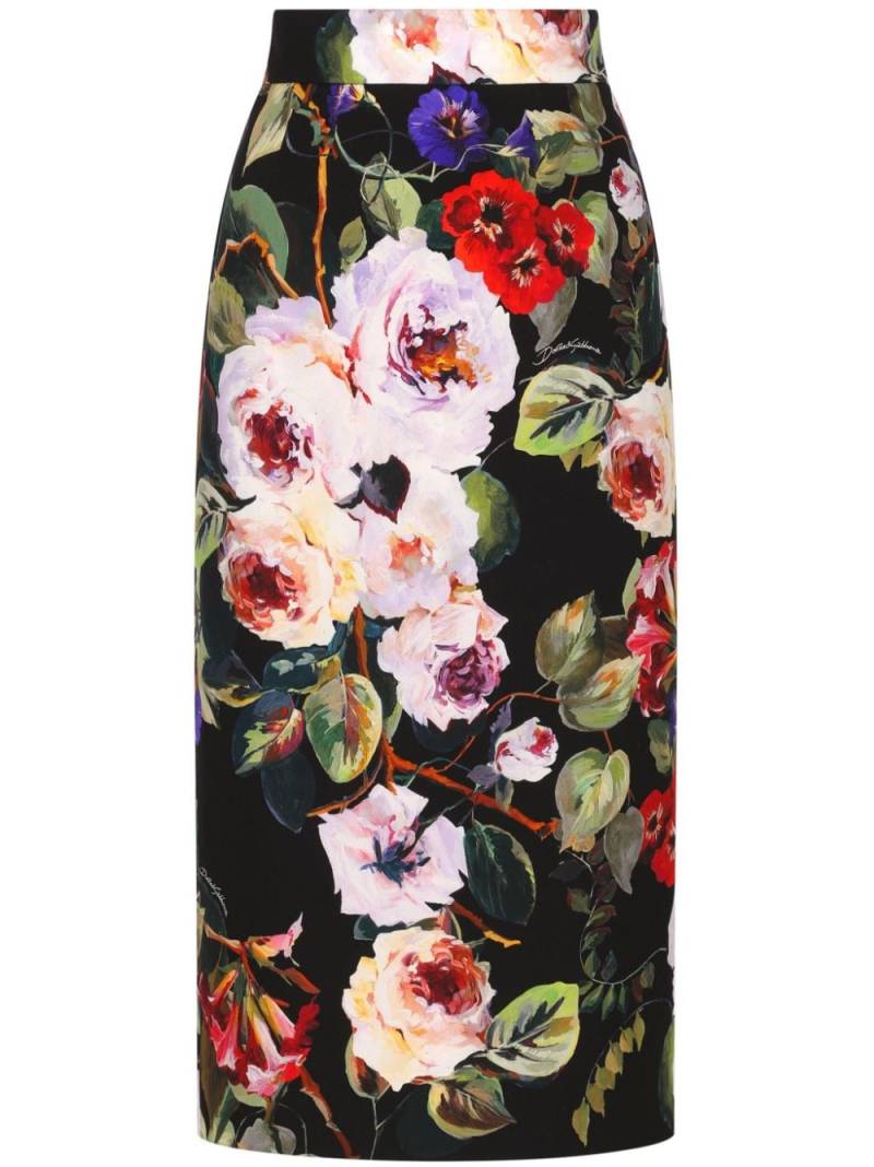 Dolce & Gabbana floral-print charmeuse pencil skirt - Green von Dolce & Gabbana