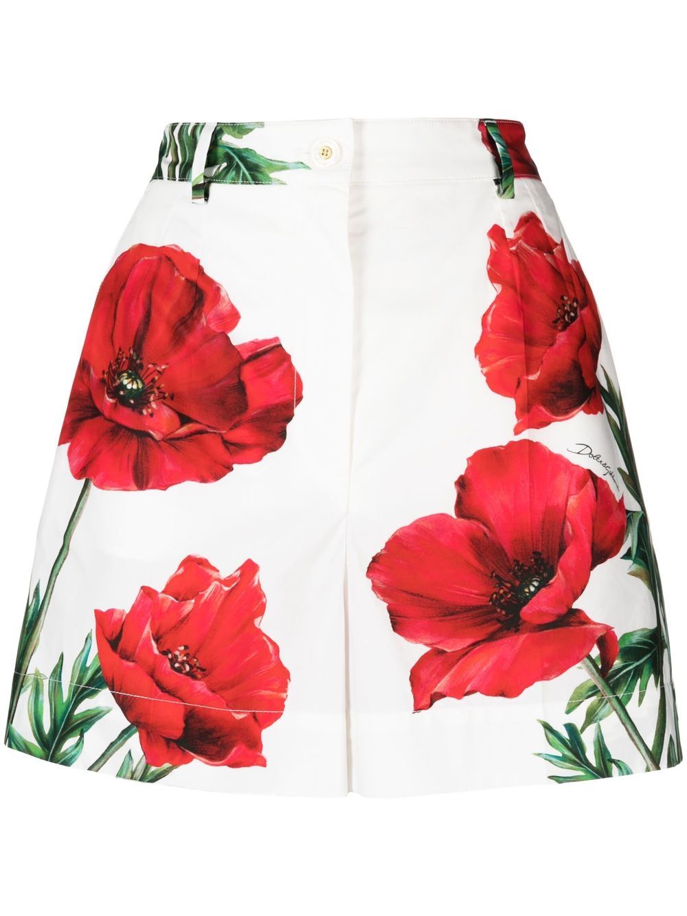 Dolce & Gabbana floral-print cotton tailored shorts - White von Dolce & Gabbana