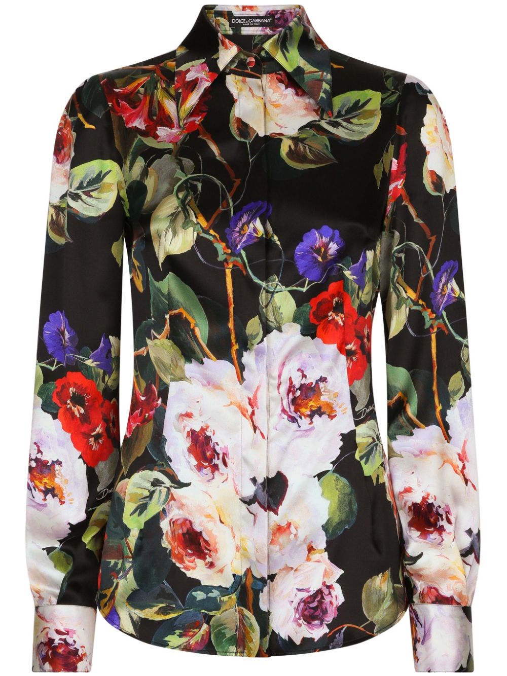 Dolce & Gabbana floral-print long-sleeve shirt - Black von Dolce & Gabbana