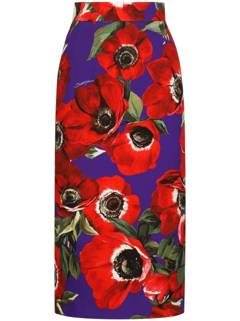 Dolce & Gabbana floral-print pencil skirt - Purple von Dolce & Gabbana