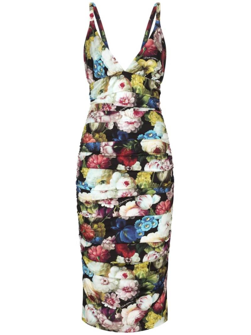 Dolce & Gabbana floral-print silk-blend dress - Black von Dolce & Gabbana