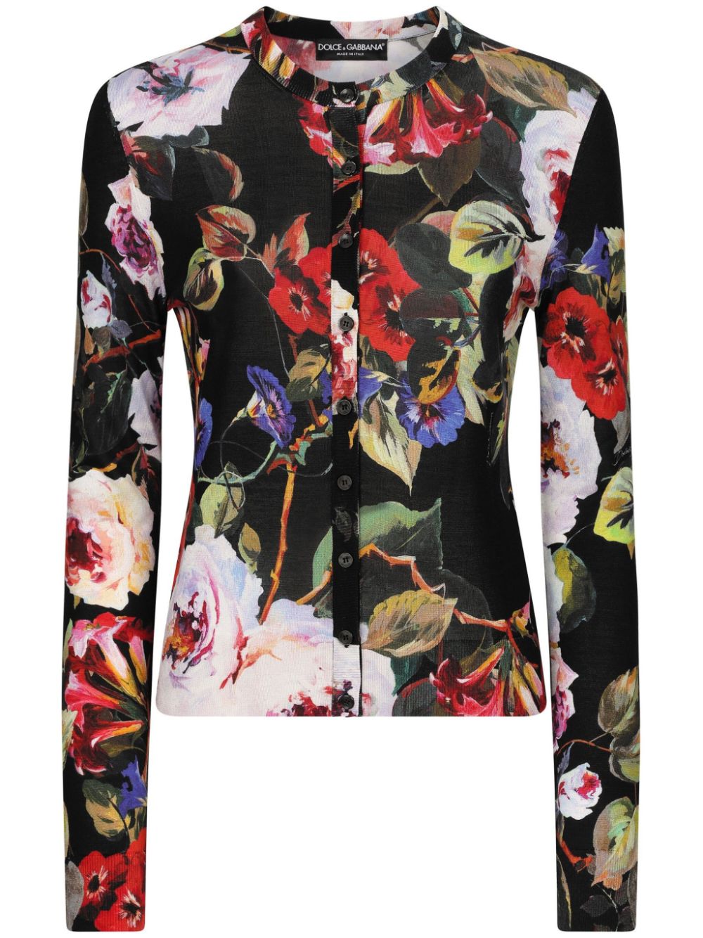 Dolce & Gabbana floral-print silk cardigan - Black von Dolce & Gabbana