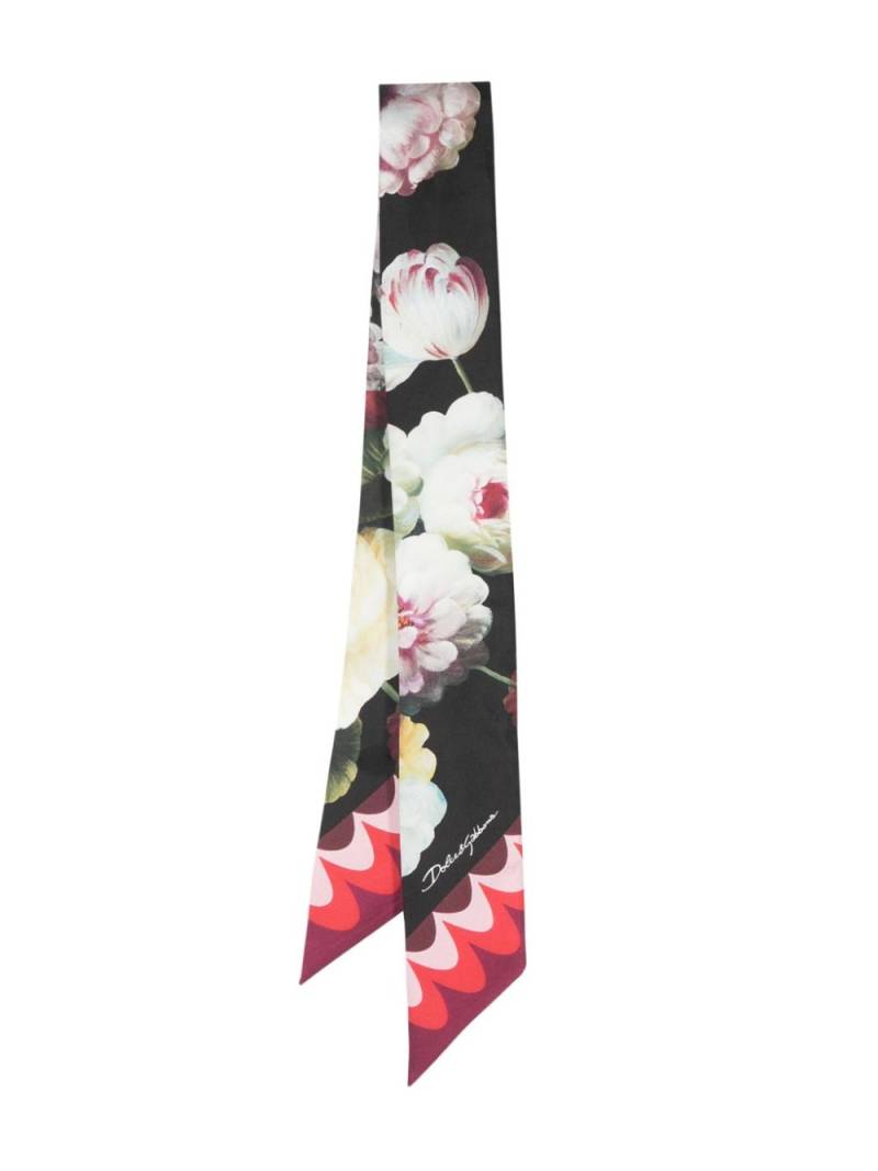 Dolce & Gabbana floral-print silk scarf - Black von Dolce & Gabbana