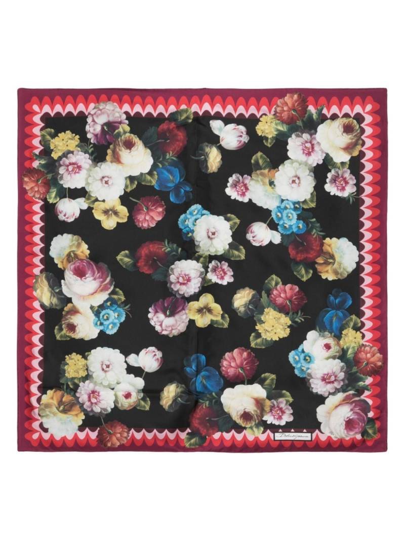 Dolce & Gabbana floral-print silk scarf - Black von Dolce & Gabbana