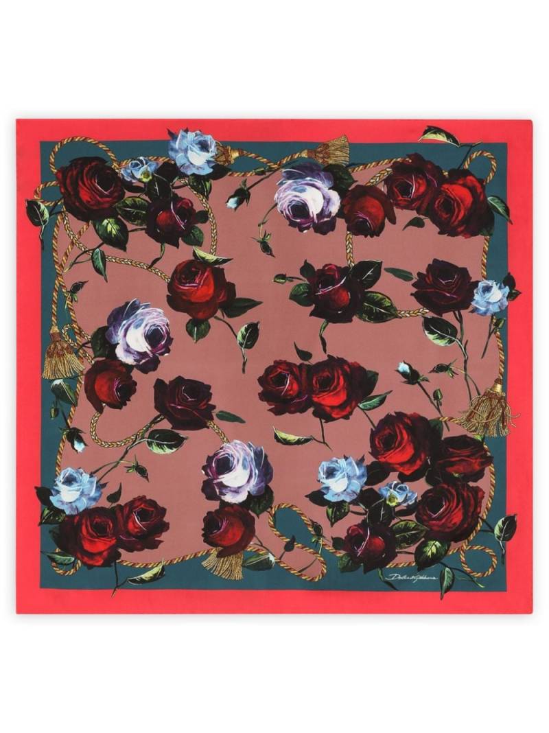 Dolce & Gabbana floral-print silk scarf - Red von Dolce & Gabbana