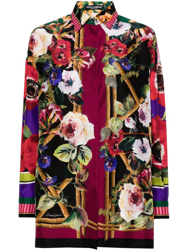 Dolce & Gabbana floral-print silk shirt - Black von Dolce & Gabbana