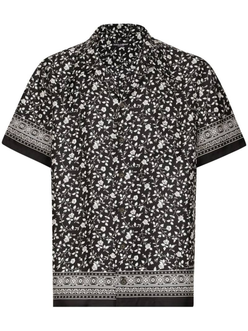 Dolce & Gabbana floral-print silk shirt - Black von Dolce & Gabbana